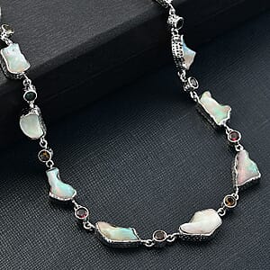 D'Joy Artisan Crafted Ethiopian Welo Opal and Multi-Tourmaline 2.75 ctw Necklace in Sterling Silver 18-20 Inches