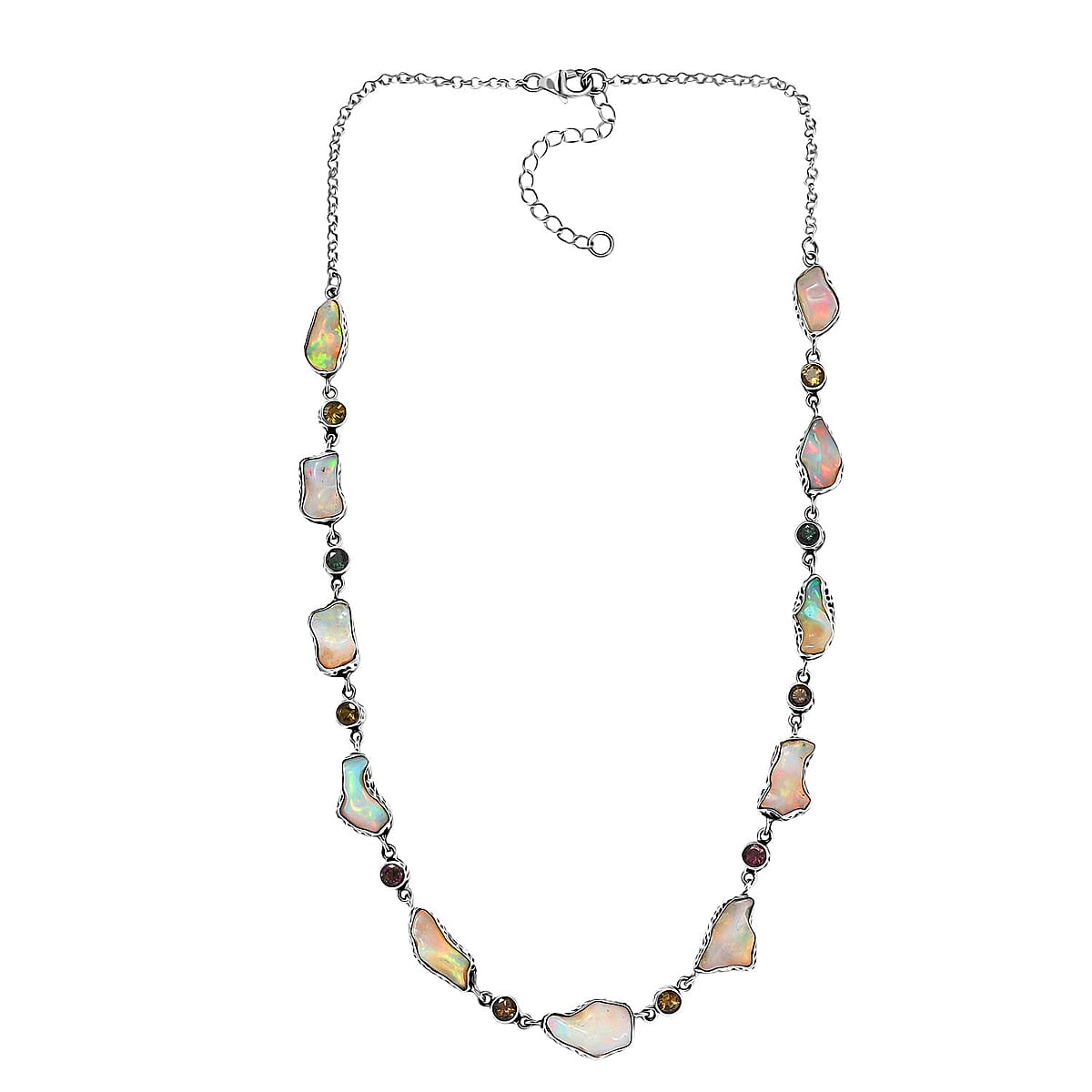 D'Joy Artisan Crafted Ethiopian Welo Opal and Multi-Tourmaline 2.75 ctw Necklace in Sterling Silver 18-20 Inches image number 3