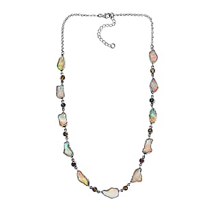 D'Joy Artisan Crafted Ethiopian Welo Opal and Multi-Tourmaline 2.75 ctw Necklace in Sterling Silver 18-20 Inches