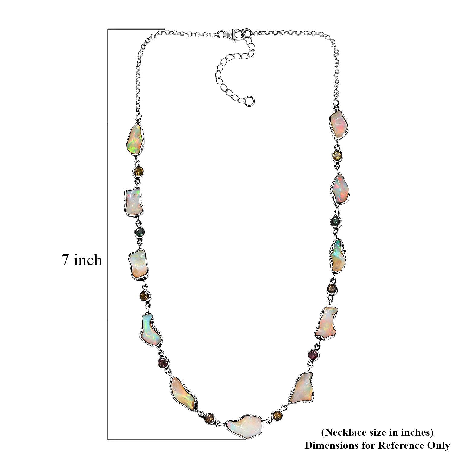 D'Joy Artisan Crafted Ethiopian Welo Opal and Multi-Tourmaline 2.75 ctw Necklace in Sterling Silver 18-20 Inches