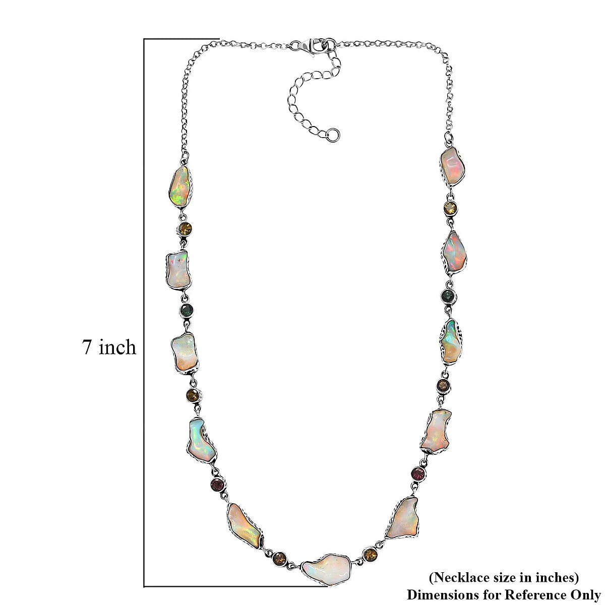 D'Joy Artisan Crafted Ethiopian Welo Opal and Multi-Tourmaline 2.75 ctw Necklace in Sterling Silver 18-20 Inches image number 5