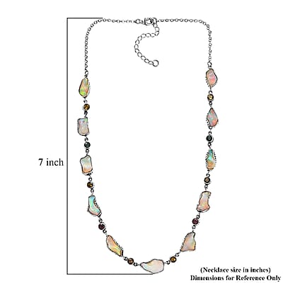 D'Joy Artisan Crafted Ethiopian Welo Opal and Multi-Tourmaline 2.75 ctw Necklace in Sterling Silver 18-20 Inches