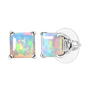 Doorbuster D'Joy AAA Ethiopian Welo Opal 3.10 ctw Stud Earrings in Rhodium Over Sterling Silver