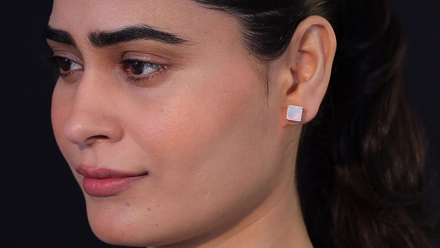 D'Joy AAA Ethiopian Welo Opal 3.10 ctw Stud Earrings in Rhodium Over Sterling Silver