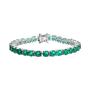 D'Joy Emeraldine Triplet Quartz 36.00 ctw Bracelet in Rhodium Over Sterling Silver (7.50 In)