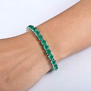 D'Joy Emeraldine Triplet Quartz 36.00 ctw Bracelet in Rhodium Over Sterling Silver (7.50 In)