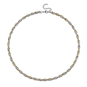 Link Chain Necklace in ION Plated YG and Stainless Steel 20-22 Inches