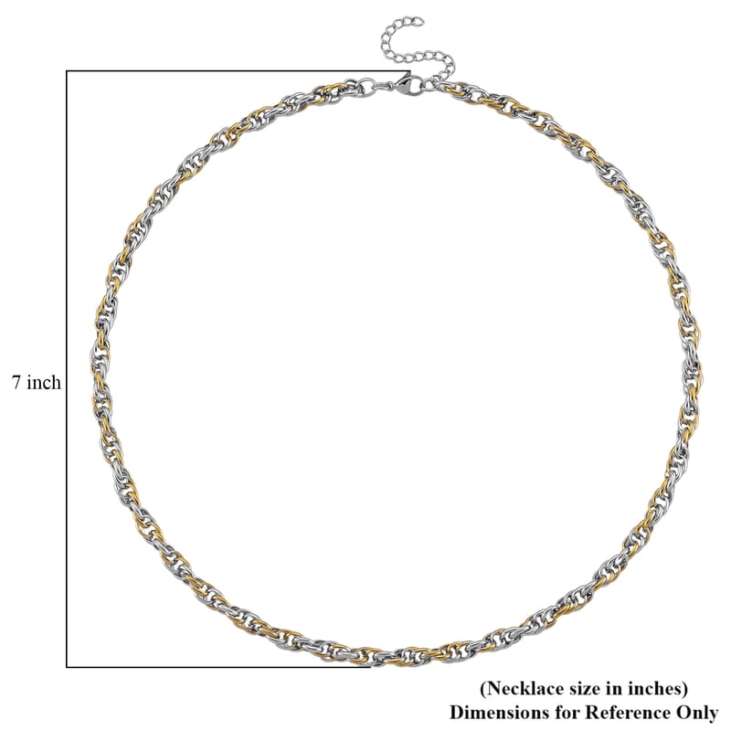 Link Chain Necklace in ION Plated YG and Stainless Steel 20-22 Inches