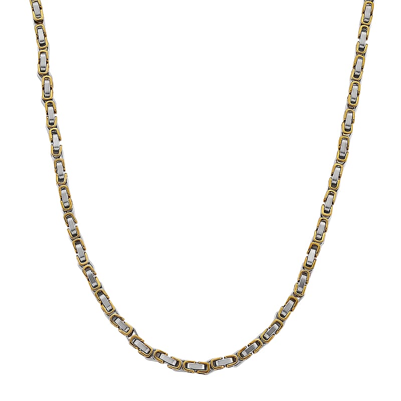 Byzantine Chain Necklace in ION Plated YG and Stainless Steel 20-22 Inches