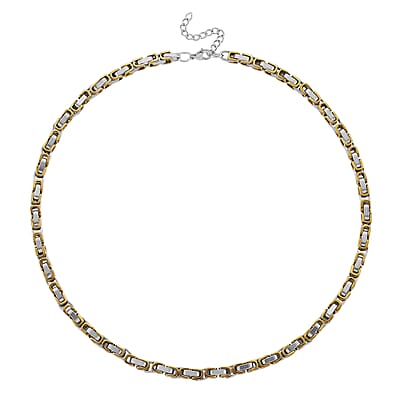 Byzantine Chain Necklace in ION Plated YG and Stainless Steel 20-22 Inches