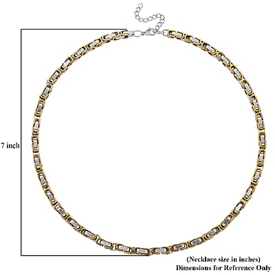 Byzantine Chain Necklace in ION Plated YG and Stainless Steel 20-22 Inches