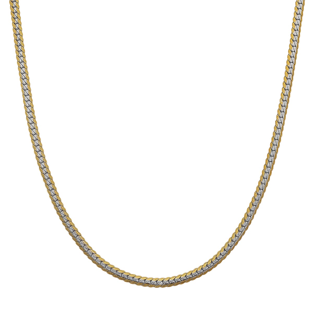 Flat Curb Chain Necklace in ION Plated YG and Stainless Steel 20-22 Inches image number 0