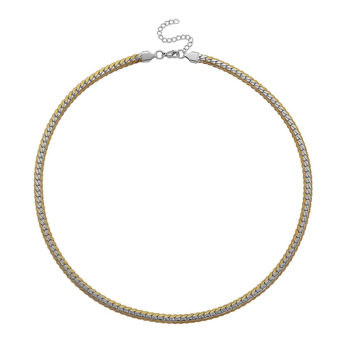 Flat Curb Chain Necklace in ION Plated YG and Stainless Steel 20-22 Inches image number 2