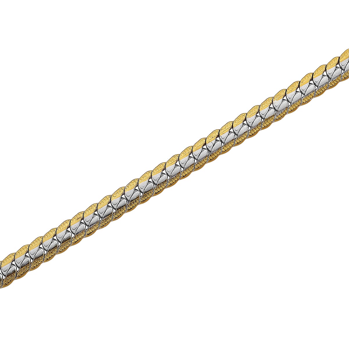 Flat Curb Chain Necklace in ION Plated YG and Stainless Steel 20-22 Inches image number 3