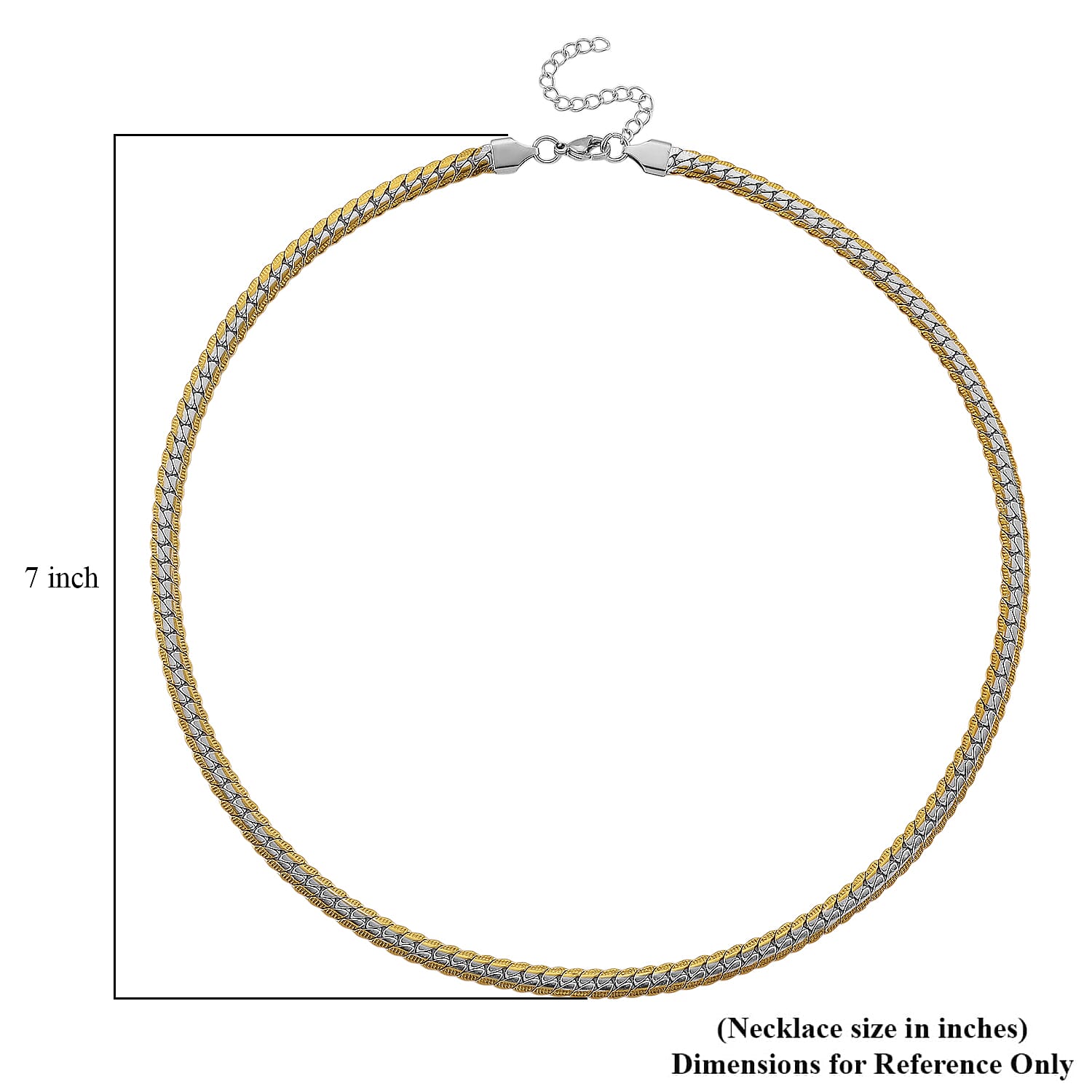 Flat Curb Chain Necklace in ION Plated YG and Stainless Steel 20-22 Inches