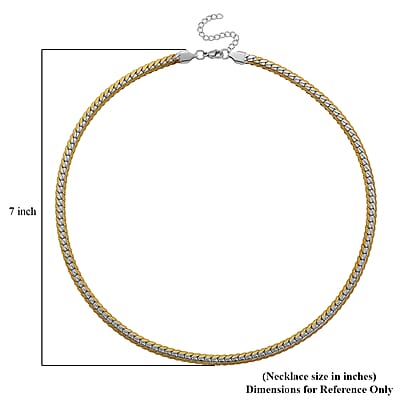 Flat Curb Chain Necklace in ION Plated YG and Stainless Steel 20-22 Inches