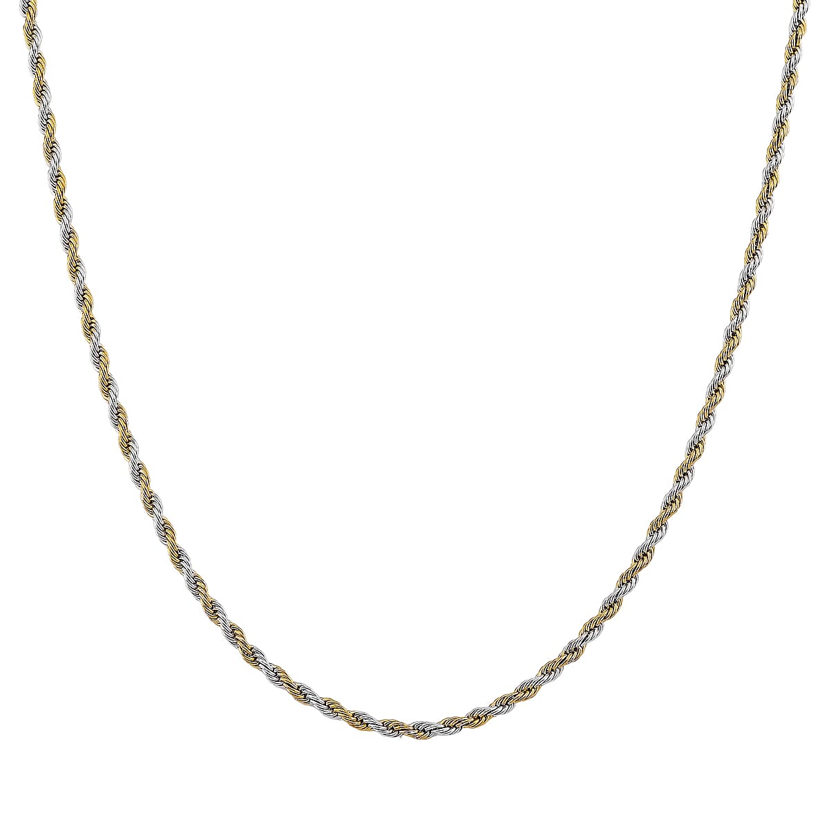Rope Chain Necklace in ION Plated YG and Stainless Steel 20-22 Inches image number 0