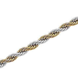 Rope Chain Necklace in ION Plated YG and Stainless Steel 20-22 Inches