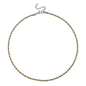 Rope Chain Necklace in ION Plated YG and Stainless Steel 20-22 Inches