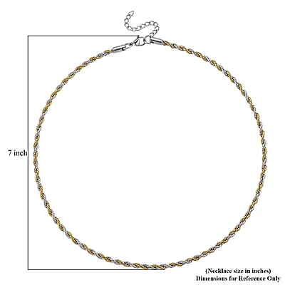 Rope Chain Necklace in ION Plated YG and Stainless Steel 20-22 Inches