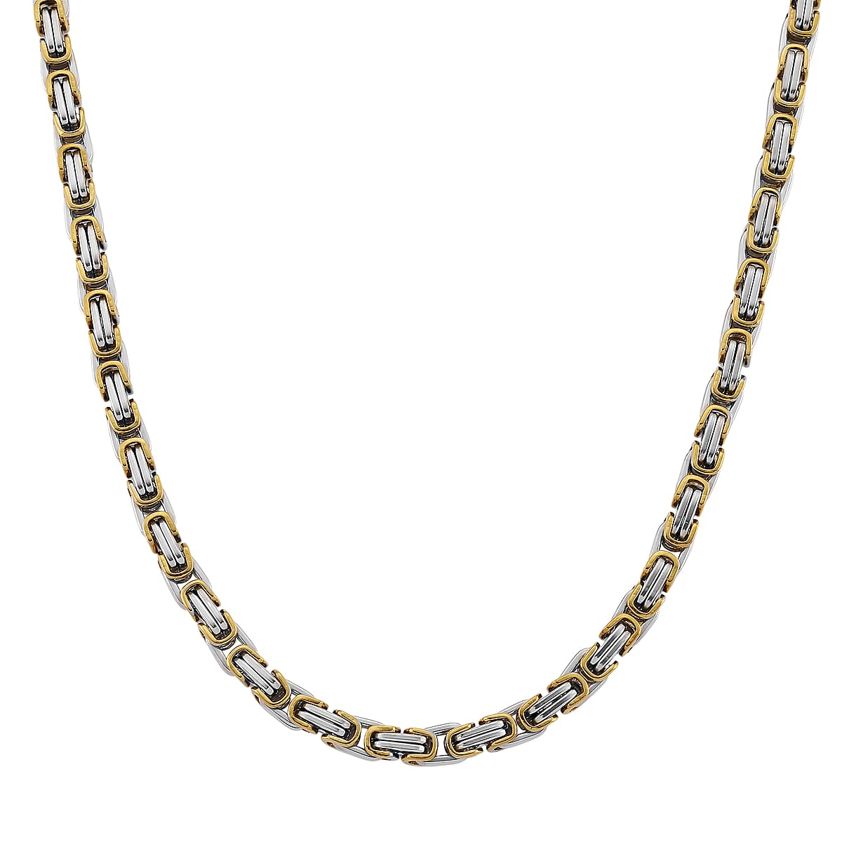 Byzantine Chain Necklace in ION Plated YG and Stainless Steel 20-22 Inches image number 0