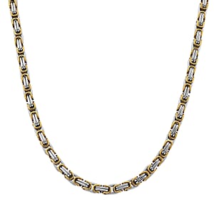 Byzantine Chain Necklace in ION Plated YG and Stainless Steel 20-22 Inches