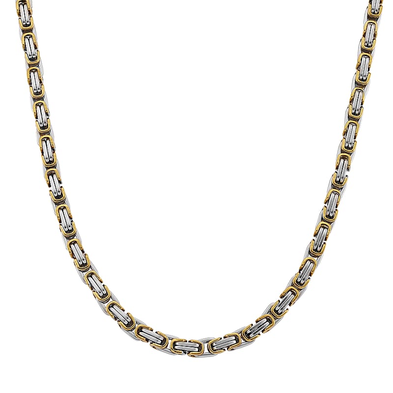 Byzantine Chain Necklace in ION Plated YG and Stainless Steel 20-22 Inches