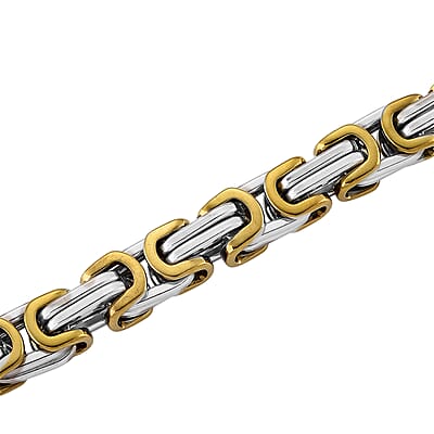 Byzantine Chain Necklace in ION Plated YG and Stainless Steel 20-22 Inches