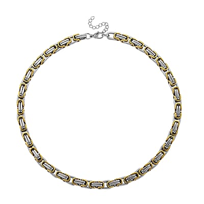 Byzantine Chain Necklace in ION Plated YG and Stainless Steel 20-22 Inches