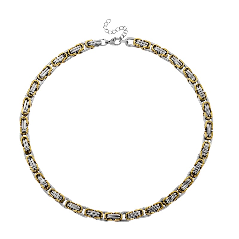Byzantine Chain Necklace in ION Plated YG and Stainless Steel 20-22 Inches