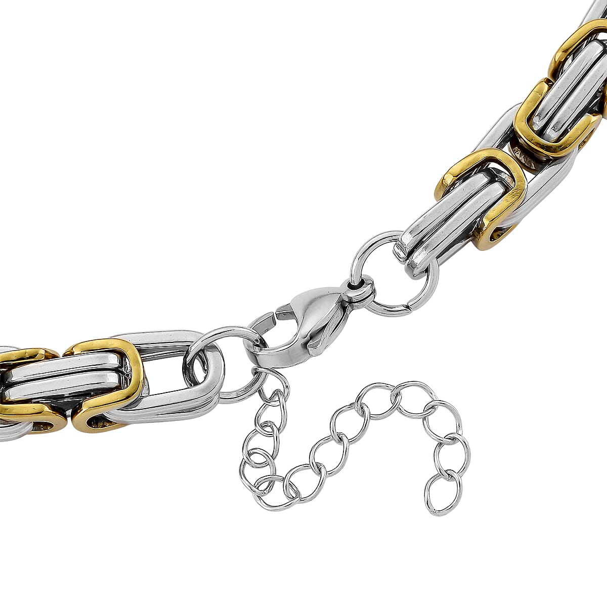 Byzantine Chain Necklace in ION Plated YG and Stainless Steel 20-22 Inches image number 4