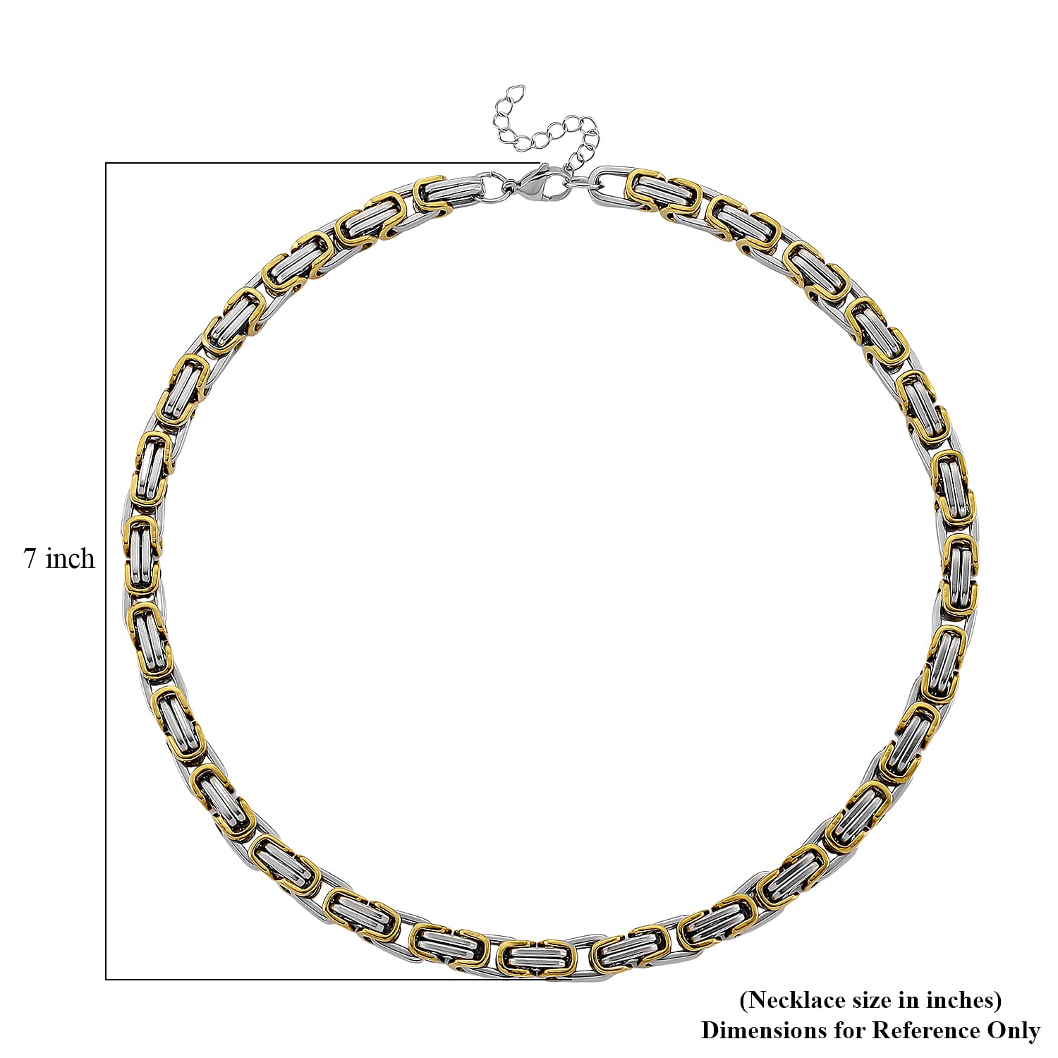 Byzantine Chain Necklace in ION Plated YG and Stainless Steel 20-22 Inches