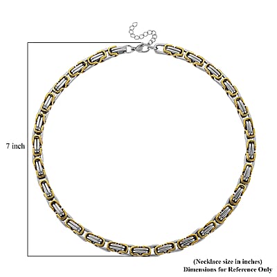 Byzantine Chain Necklace in ION Plated YG and Stainless Steel 20-22 Inches
