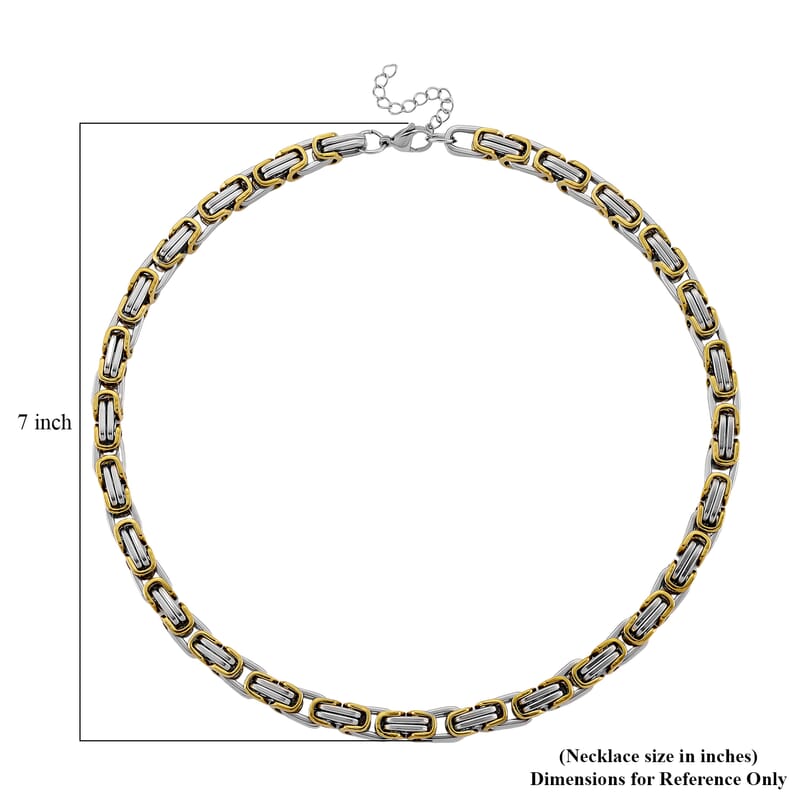 Byzantine Chain Necklace in ION Plated YG and Stainless Steel 20-22 Inches