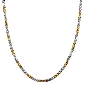 Two-tone Palma Chain Necklace in ION Plated YG and Stainless Steel 20-22 Inches