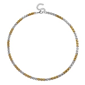 Two-tone Palma Chain Necklace in ION Plated YG and Stainless Steel 20-22 Inches