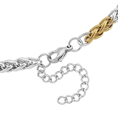 Two-tone Palma Chain Necklace in ION Plated YG and Stainless Steel 20-22 Inches