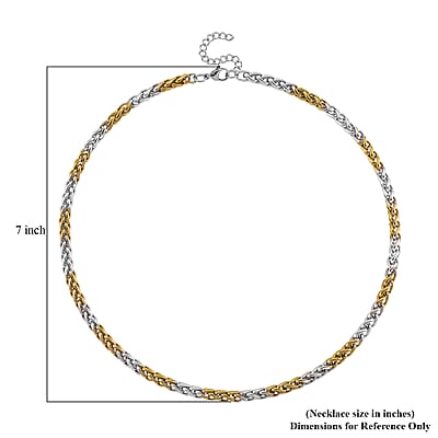 Two-tone Palma Chain Necklace in ION Plated YG and Stainless Steel 20-22 Inches