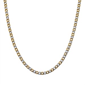 Two-tone Cuban Chain Necklace in ION Plated YG and Stainless Steel 20-22 Inches