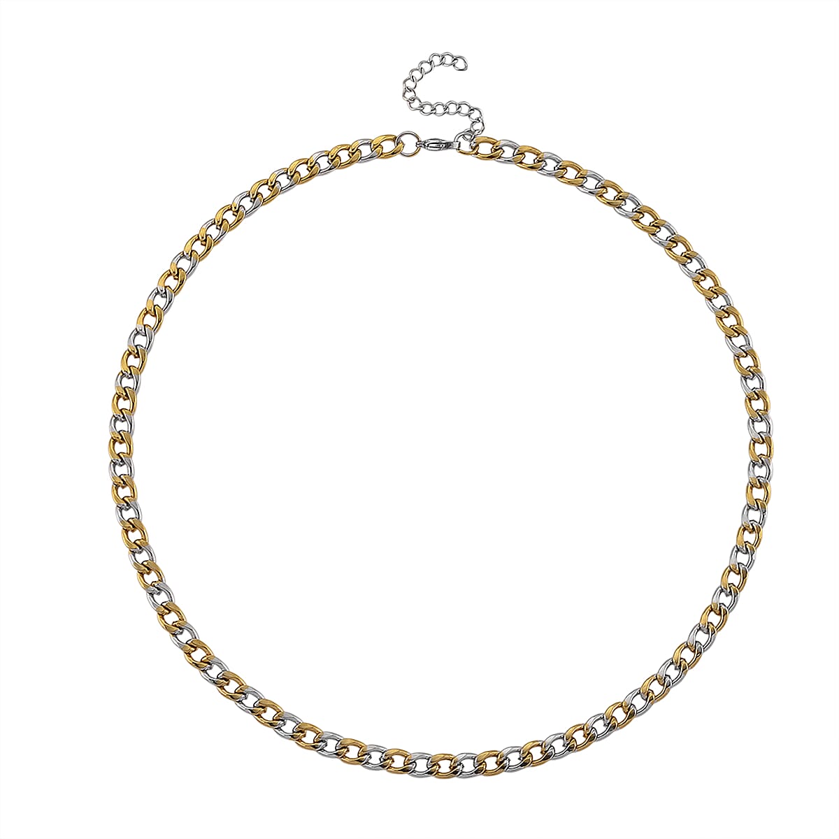 Two-tone Cuban Chain Necklace in ION Plated YG and Stainless Steel 20-22 Inches image number 3