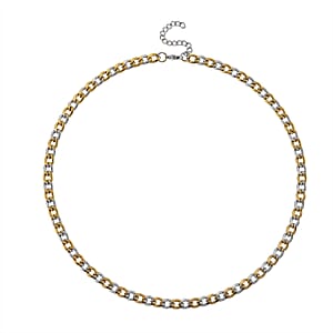 Two-tone Cuban Chain Necklace in ION Plated YG and Stainless Steel 20-22 Inches