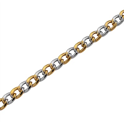 Two-tone Cuban Chain Necklace in ION Plated YG and Stainless Steel 20-22 Inches