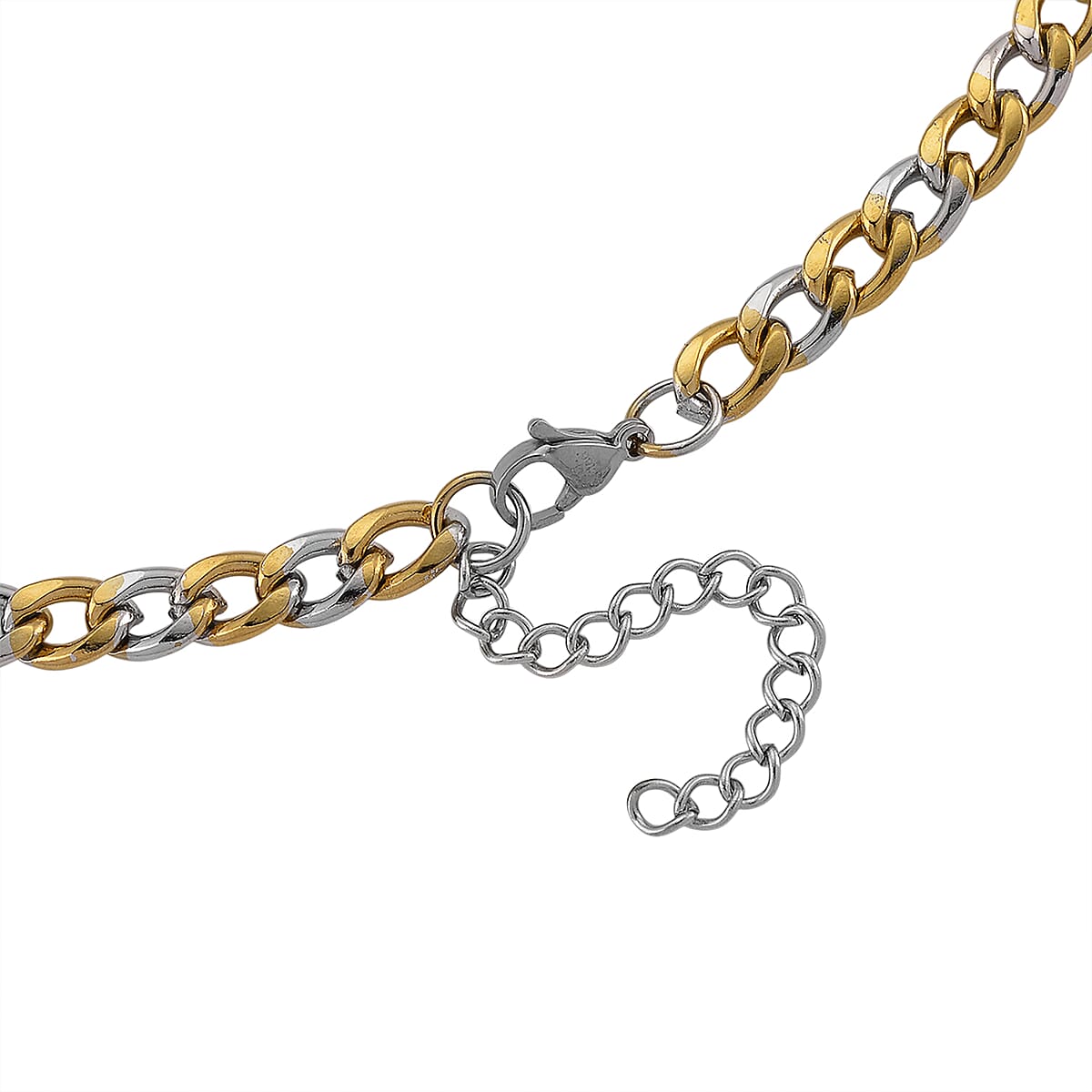 Two-tone Cuban Chain Necklace in ION Plated YG and Stainless Steel 20-22 Inches image number 5