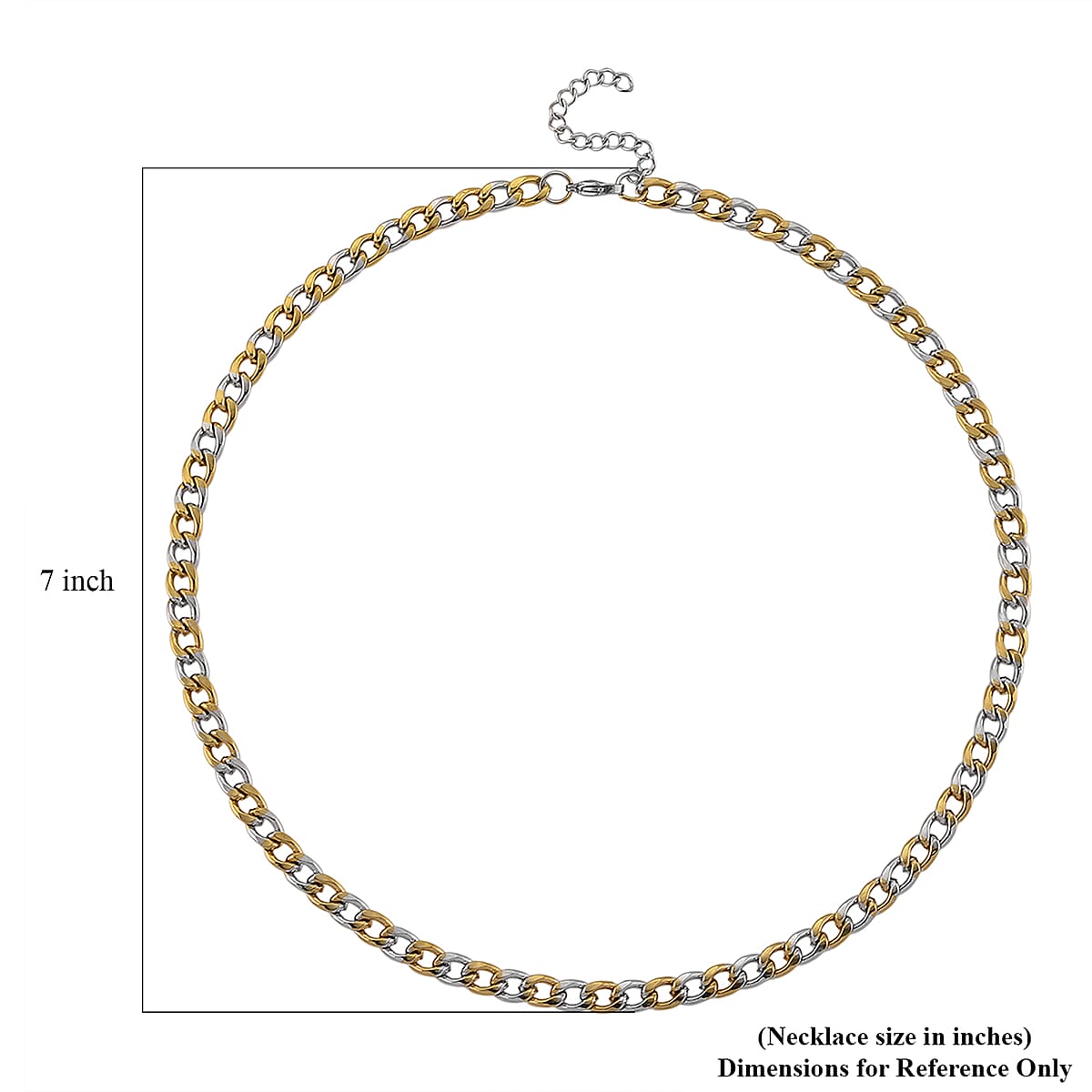 Two-tone Cuban Chain Necklace in ION Plated YG and Stainless Steel 20-22 Inches image number 6