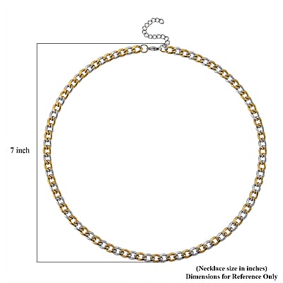 Two-tone Cuban Chain Necklace in ION Plated YG and Stainless Steel 20-22 Inches