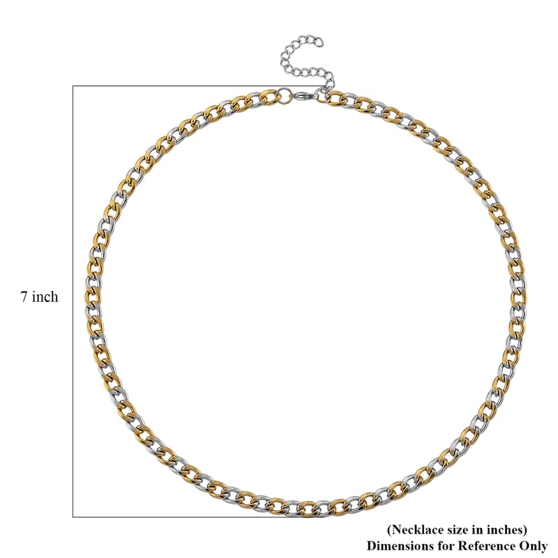Two-tone Cuban Chain Necklace in ION Plated YG and Stainless Steel 20-22 Inches