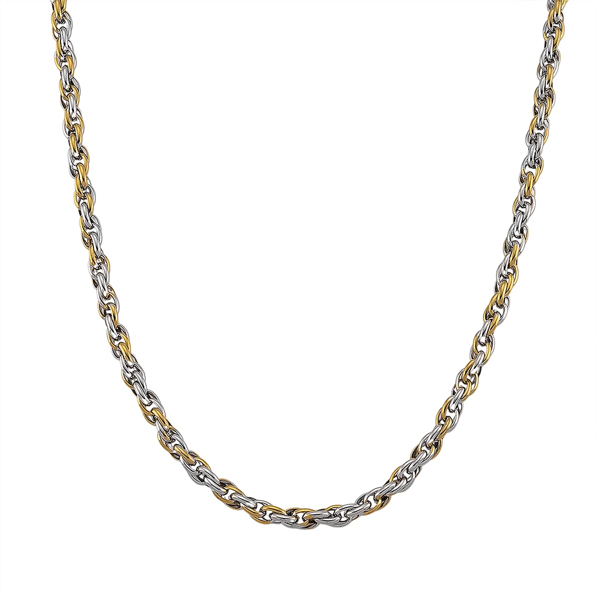 Two-tone Oval Link Chain Necklace in ION Plated YG and Stainless Steel 20-22 Inches image number 0