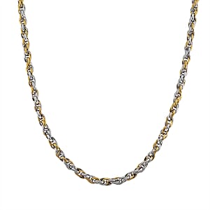 Two-tone Oval Link Chain Necklace in ION Plated YG and Stainless Steel 20-22 Inches