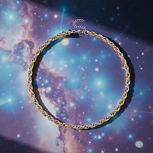 Two-tone Oval Link Chain Necklace in ION Plated YG and Stainless Steel 20-22 Inches