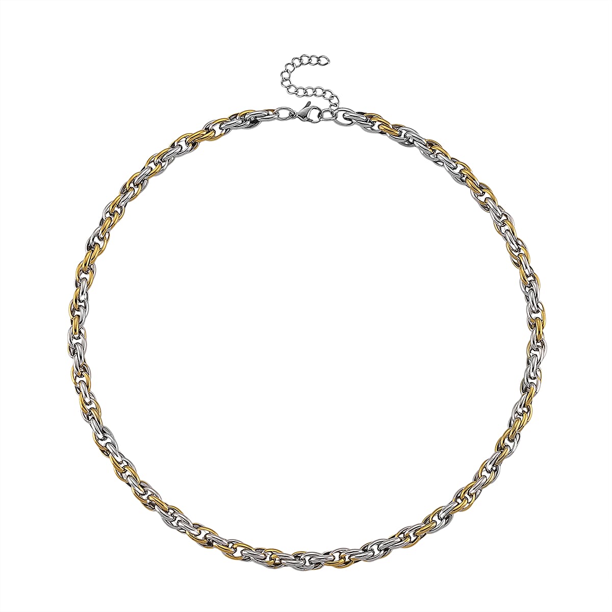 Two-tone Oval Link Chain Necklace in ION Plated YG and Stainless Steel 20-22 Inches image number 3
